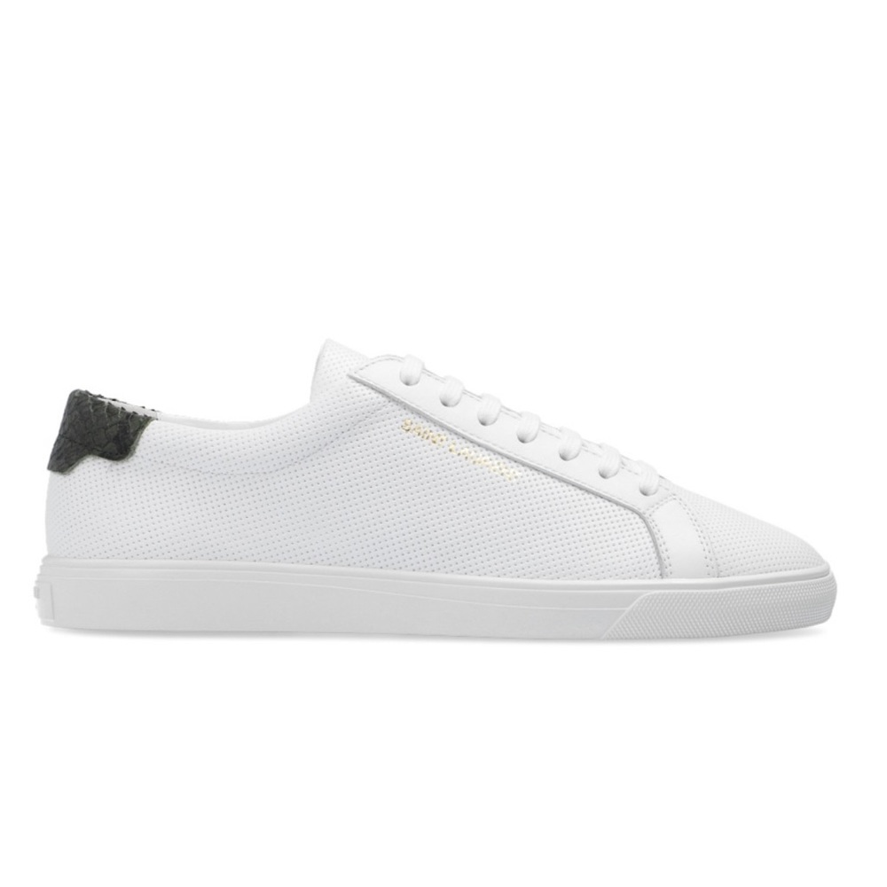 Saint Laurent White Perforated Leather Andy Sneakers Shoes Women’s 37.5 7.5